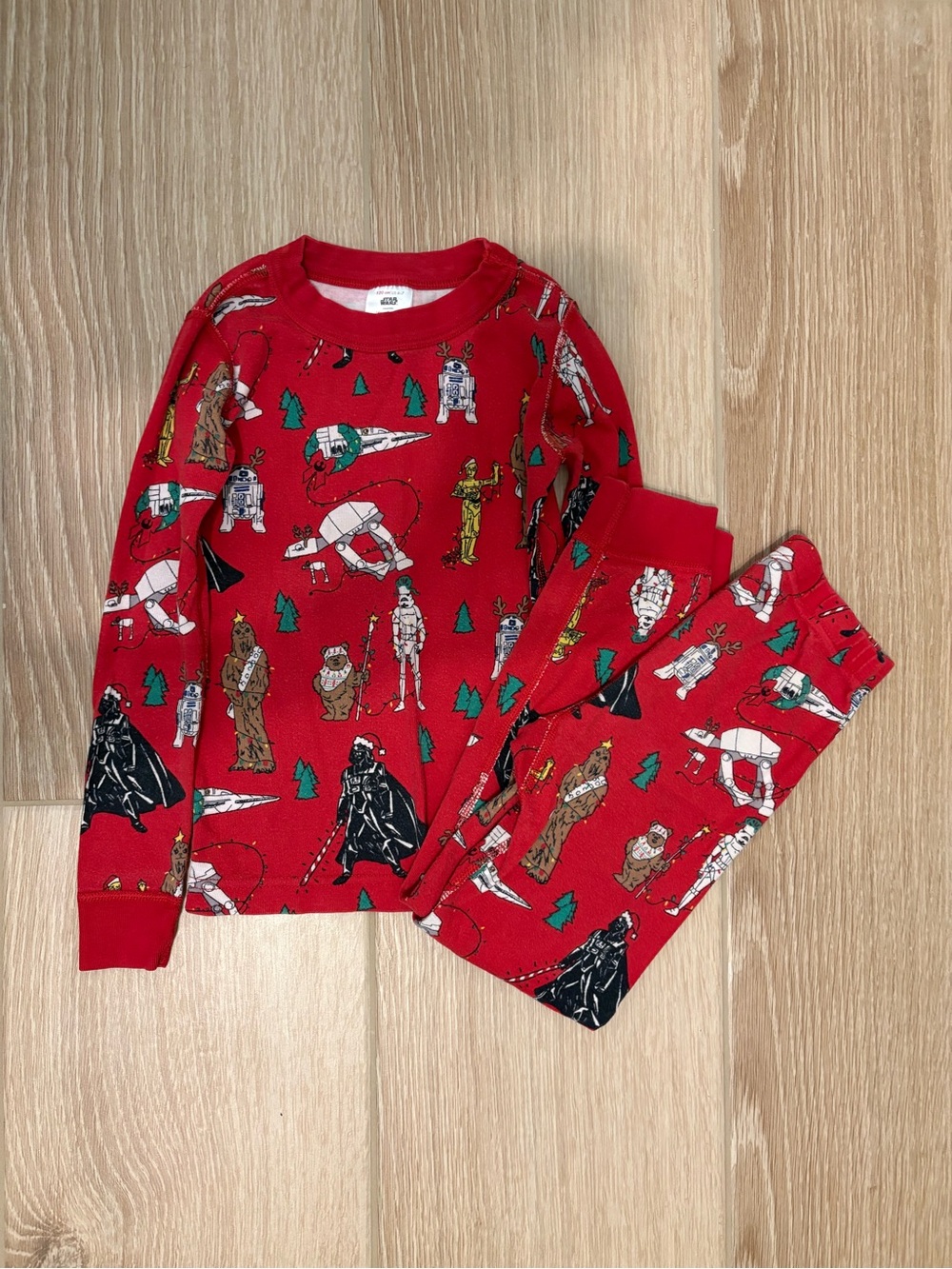 Hanna Andersson Organic Cotton Holiday Red Star Wars Kids Pajama Set Size S 6/7